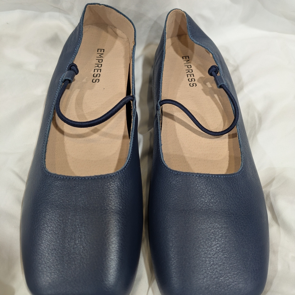 Women's Blue Empress Square Toe Flats